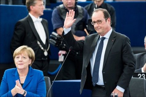 Fransoa Olan i Angela Merkel pred poslanicima Evropskog parlamenta 