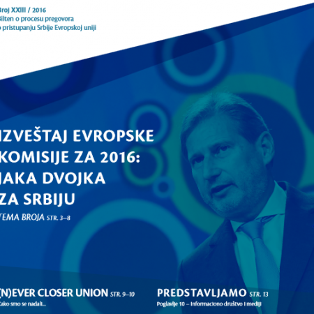 23. broj Biltena Progovori o pregovorima - izveštaj Evropske komisije za 2016: Jaka dvojka za Srbiju
